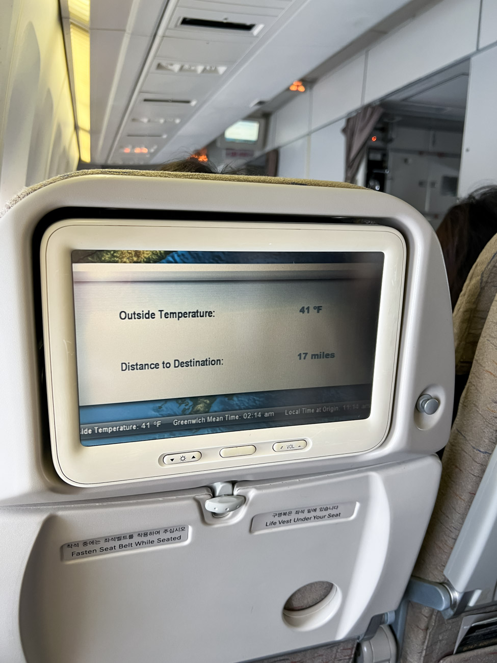 Asiana Airlines Boeing 747-400 Seatback