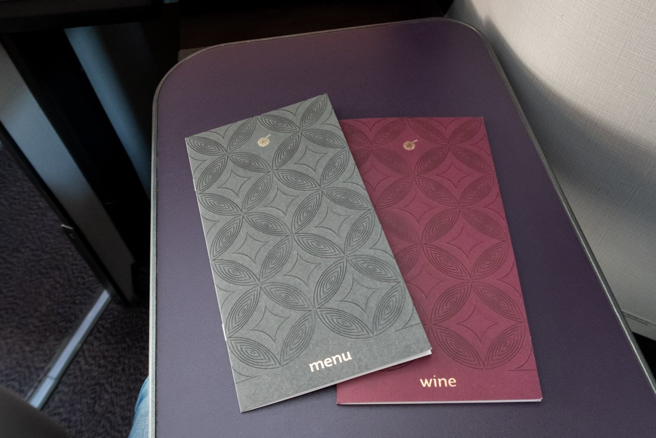 Qatar Airways 787-9 Business Class Menus